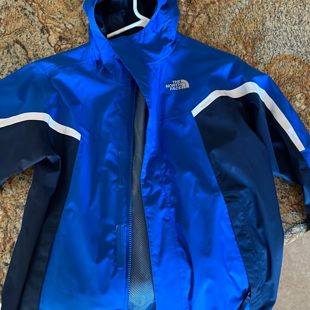 North face blue black and white wind rain or snow or any time jacket